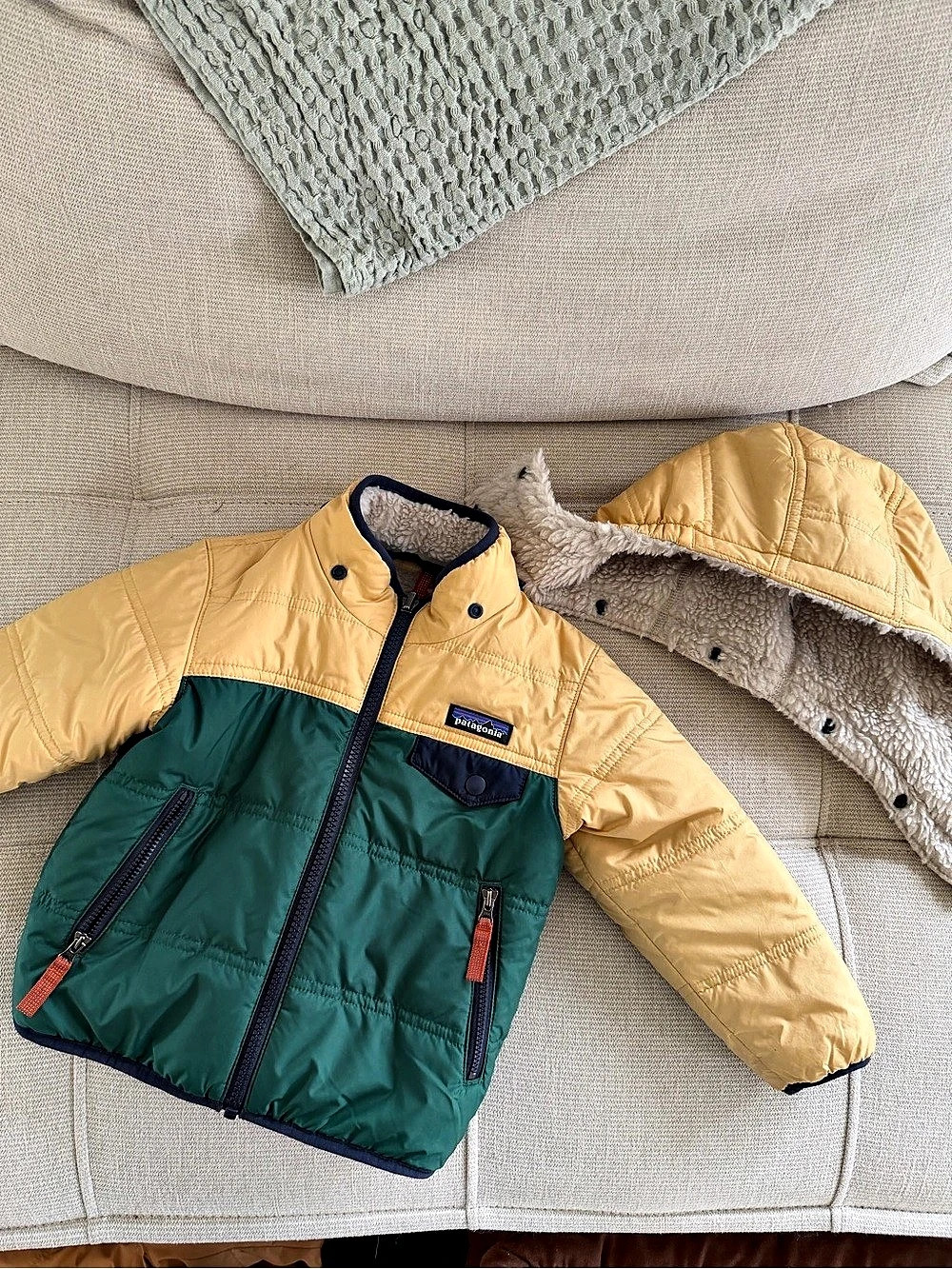 Patagonia Baby Reversible Tribbles Hoody Yellow & Green